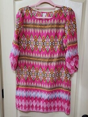 PINK OWL GEOMETRIC PRINT SHIFT DRESS